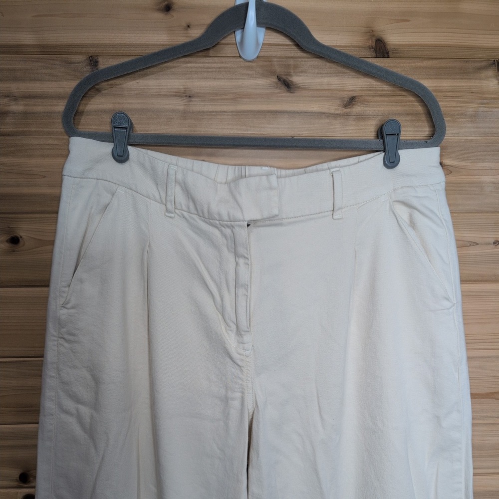 American Eagle Cream Wide Leg High Rise Stretch Pants Womens 16 Regular 5279 - Picture 2 of 9